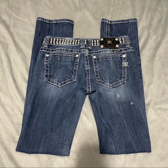 Miss Me Denim - Miss Me Low Rise Studded Straight Leg Jeans EUC Size 27